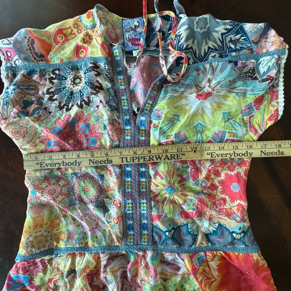 Johnny Was size XS Kaleida Paise blouse Floral Boho Embroidered Top Silk - Picture 6 of 8